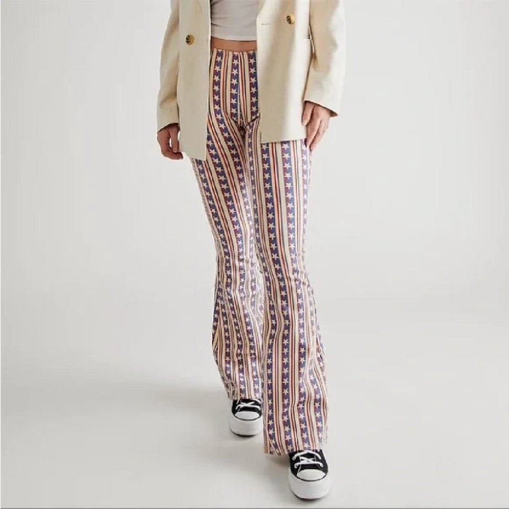 LAST PAIR !  Free People Stars Pants Penny Stripe Jeans American Flag USA - Picture 7 of 14